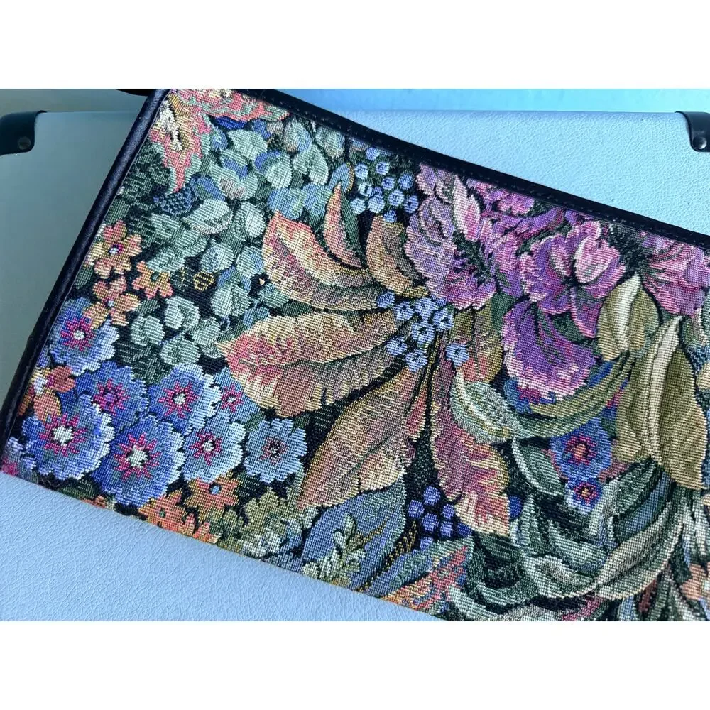 Vintage Victoria's Secret Floral Tapestry Makeup Bag 90s Y2K Travel Clutch